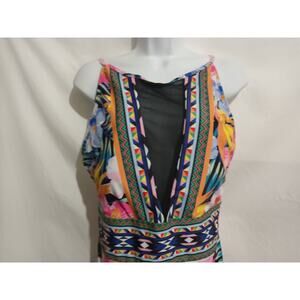 Beach Bum Size XXL One Piece Multicolor Mesh Front Tank Swimsuit